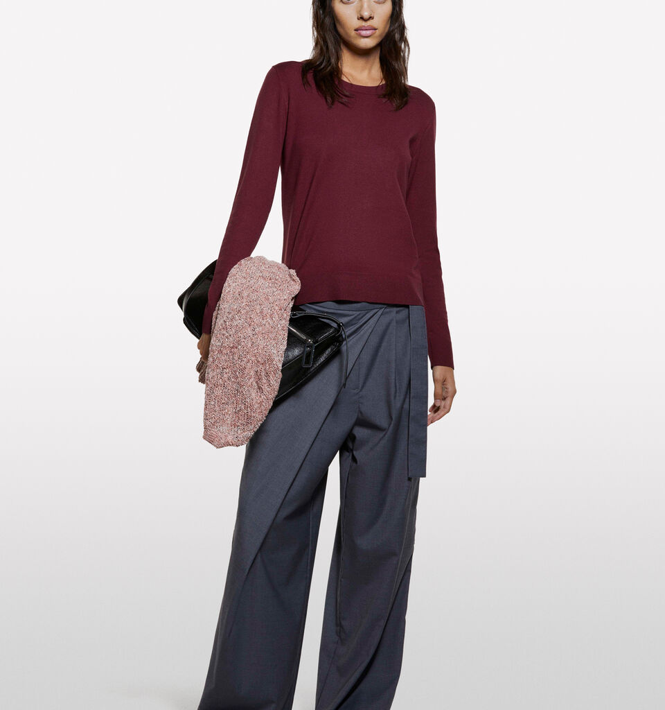 Burgundy crew neck top - women's crew neck sweaters - Burgundy | Sisley image number 1